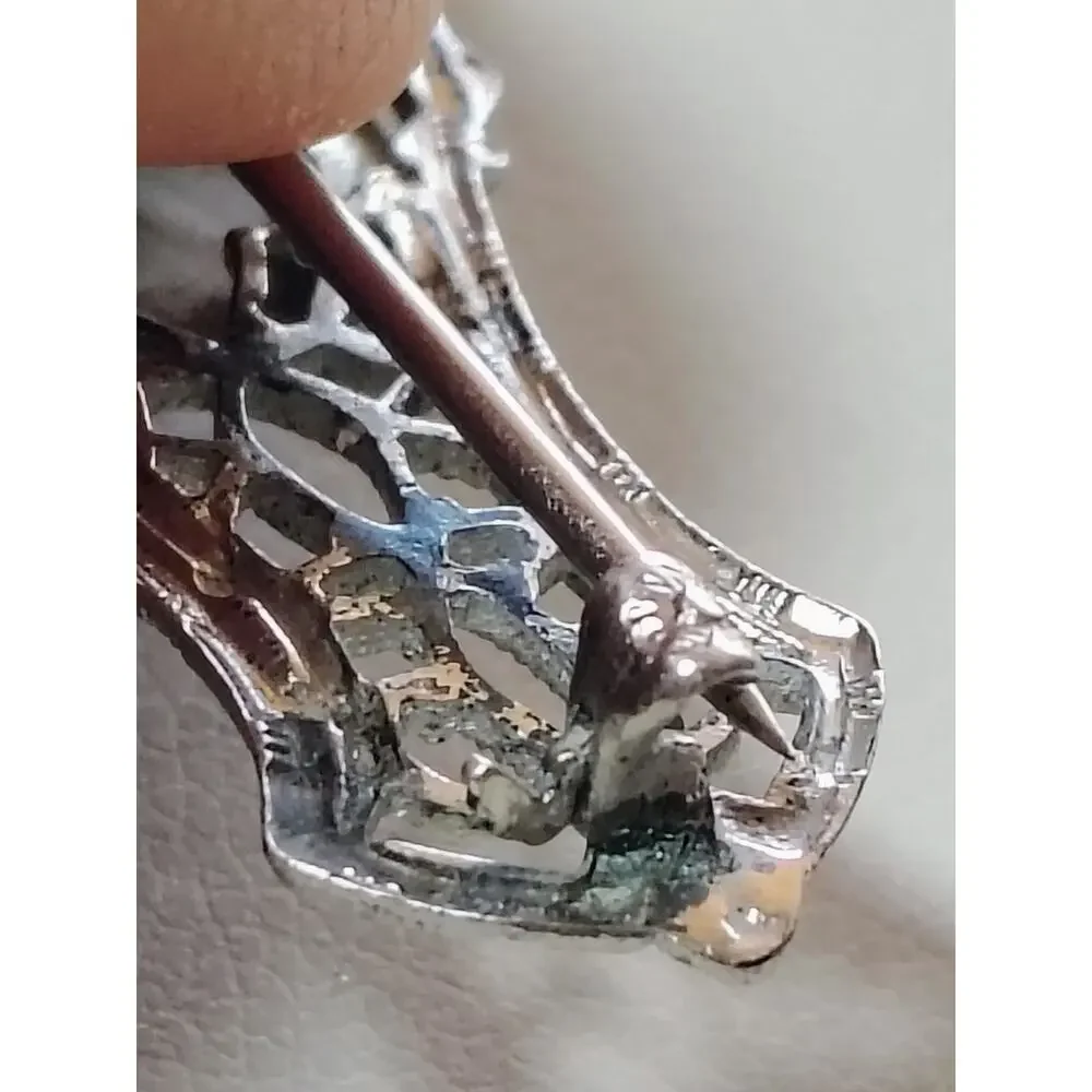 Vintage Sterling Silver USN Navy Mother of Pearl Art Deco Sweetheart Brooch